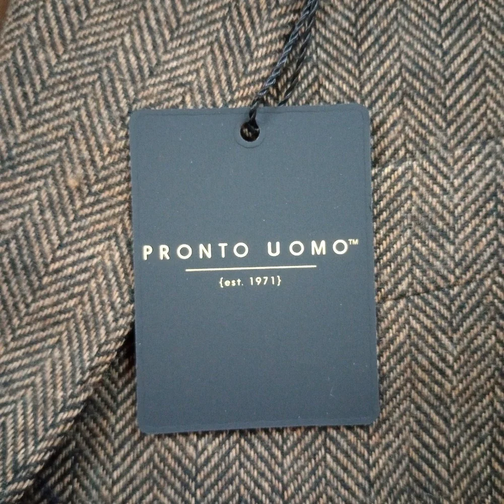 Pronto Uomo Blazer Mens 44R Brown Herringbone Classic‎ Fit 2-Button Sport Coat